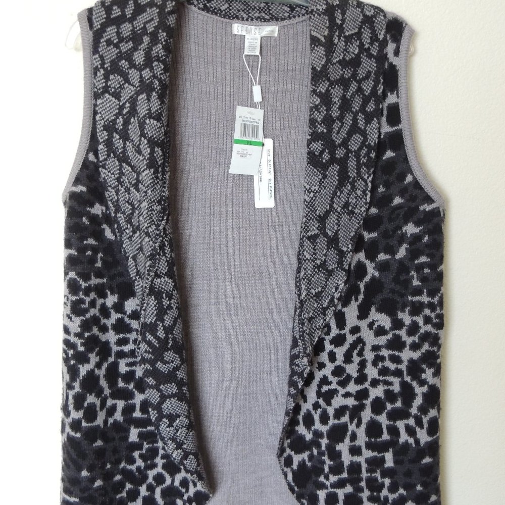 SPENSE, Petite Large, Black and Grey Leopard Print